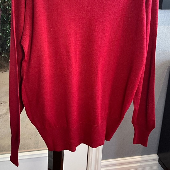 Giuliano di Firenze Made in Italy Fine Knit Wool V Sweater Classic Red Mens L - Picture 8 of 8